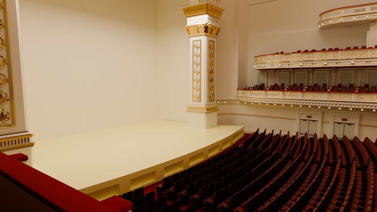 Render from the side showing a stage column and the tiers