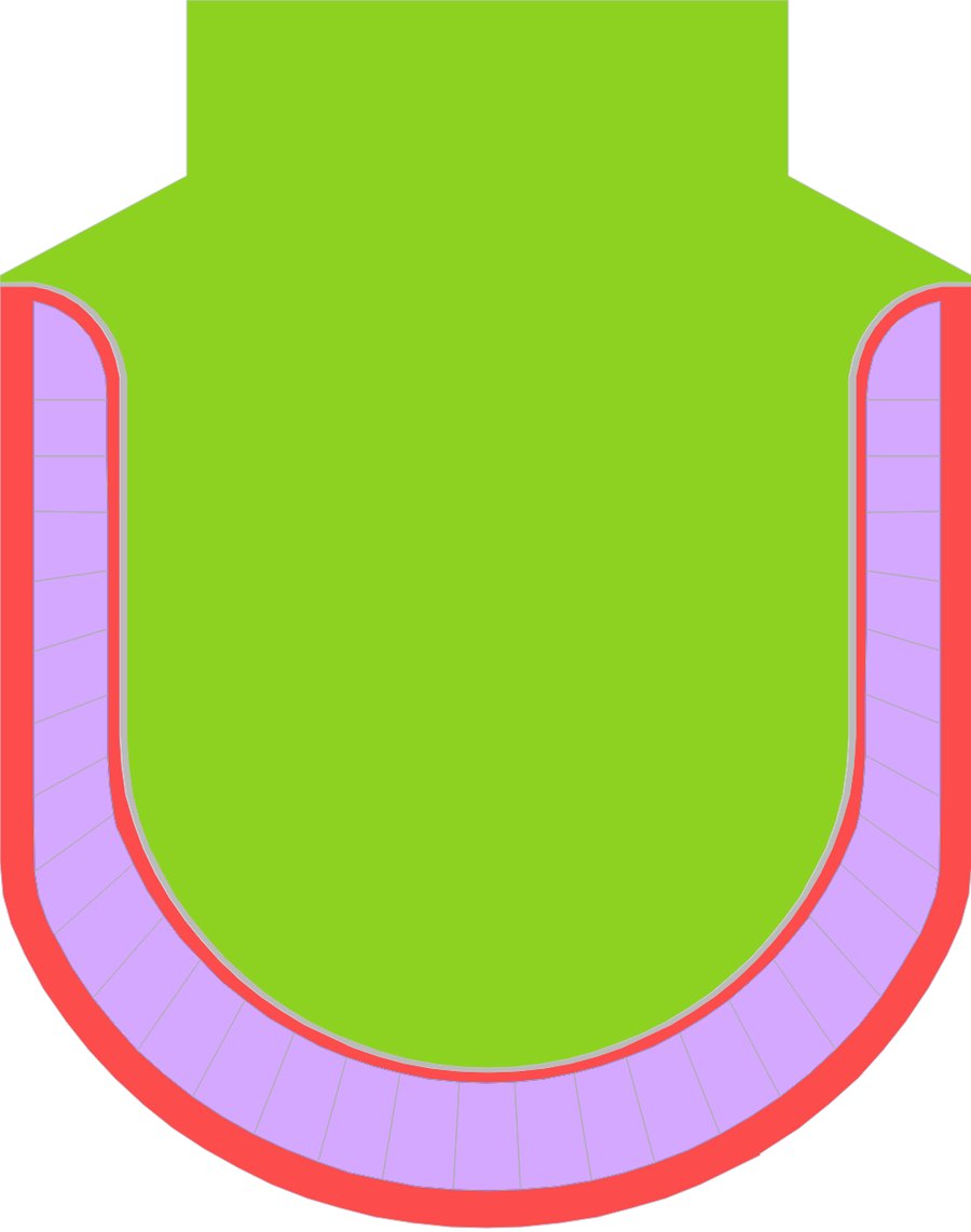 Coloured vector drawing of a U-shaped tier with named layers