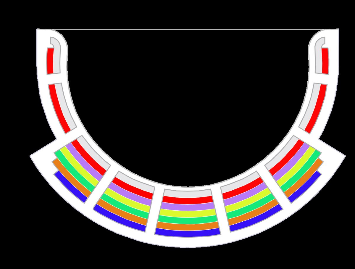 Dress circle plan with rows coloured in bands
