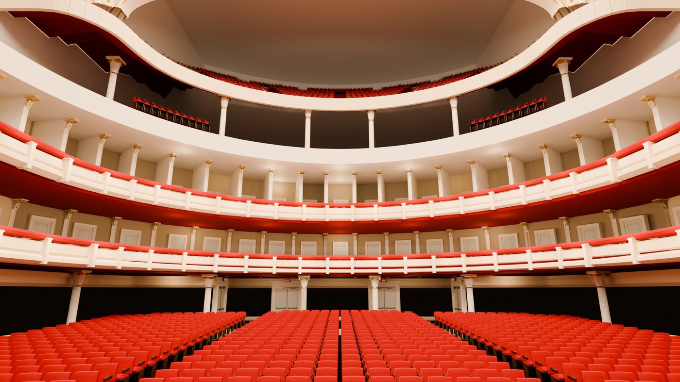 Early render looking at the tiers from the parquet