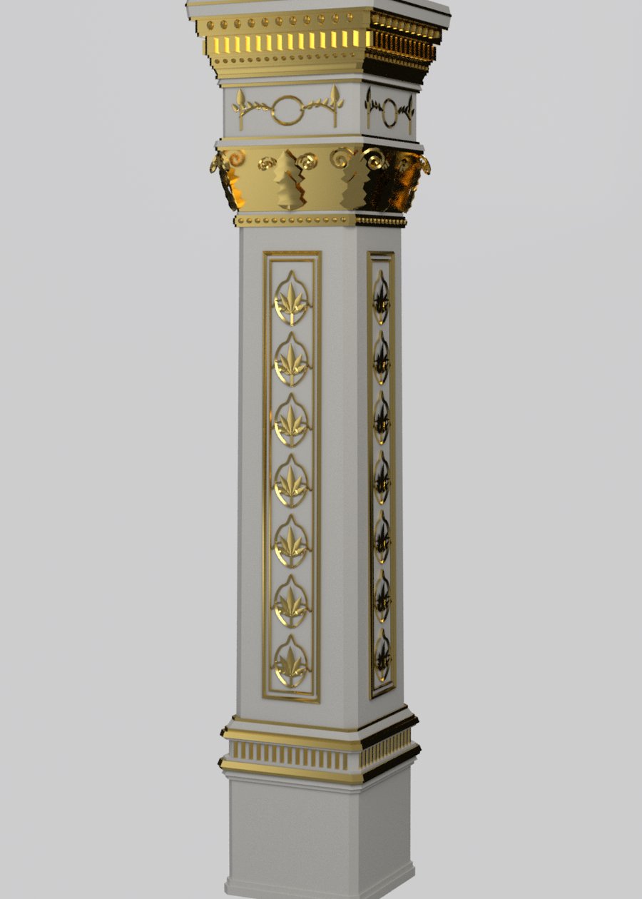 Render of the procedural pilaster with gold capital