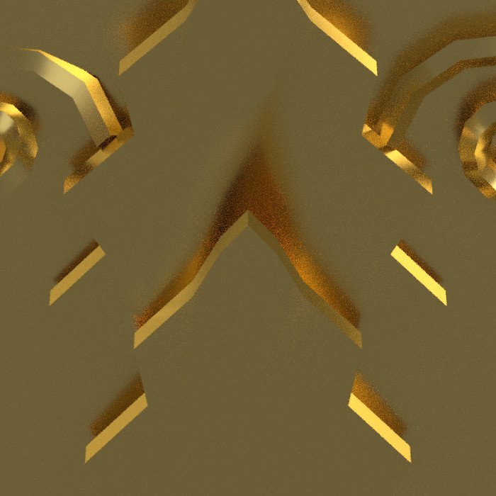 Close-up of flat gold leaf shapes reading as shards