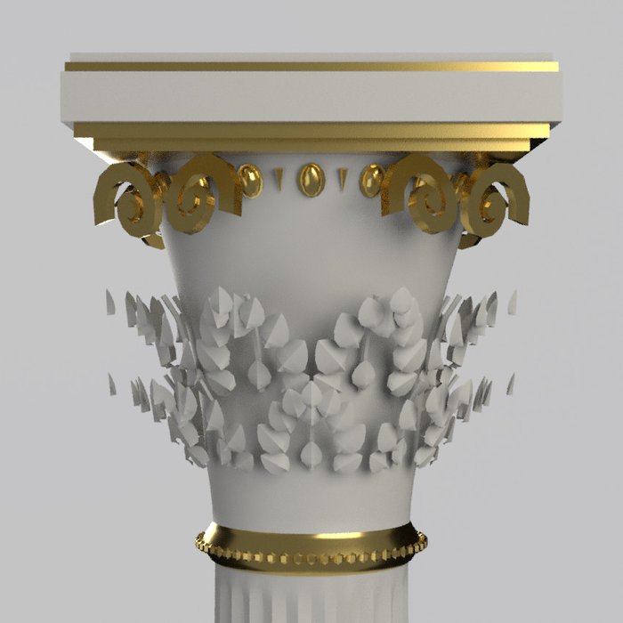 Capital attempt two with shards of leaves