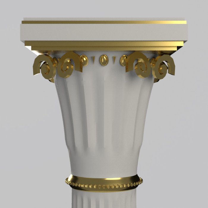 Final capital with smooth gadroons and gold volutes