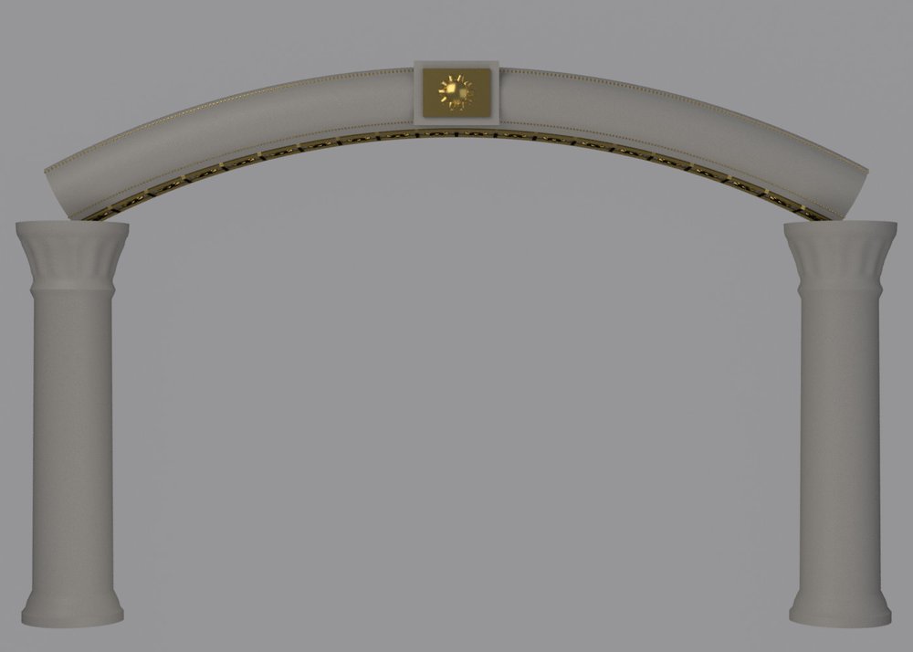 First proscenium: a circular arch on two columns