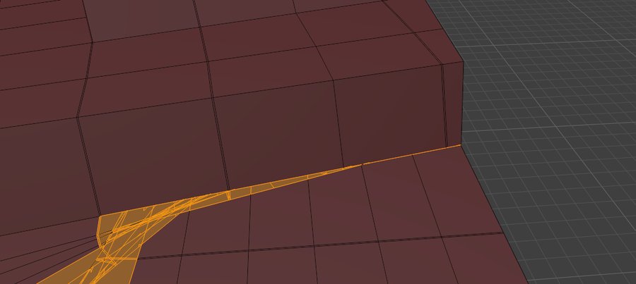 Broken terrace geometry highlighted in orange