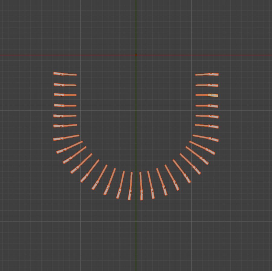 Top view of box partitions arranged in a U