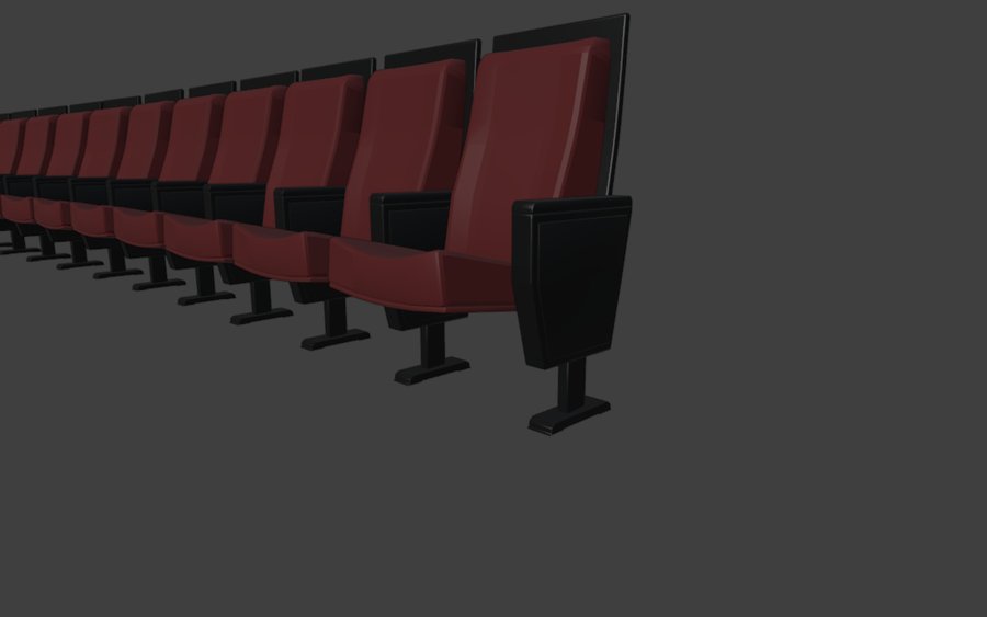 A row of tileable red seats sharing armrests