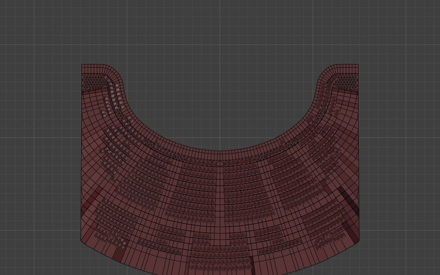 Top view of balcony seats aligned to terrace arcs