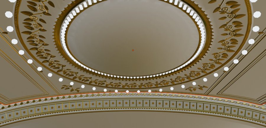 Ceiling bent correctly with the dome and mouldings intact