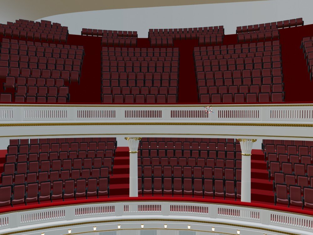 Balcony and dress circle parapets seen from below