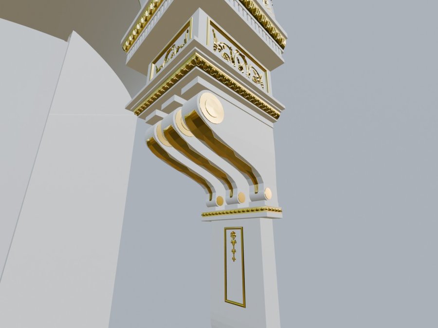 Composed corbel with three scroll consoles and pilaster