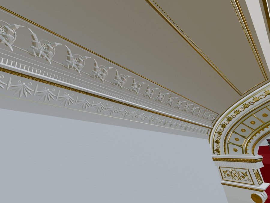 Generated ceiling band with scroll frieze and palmettes