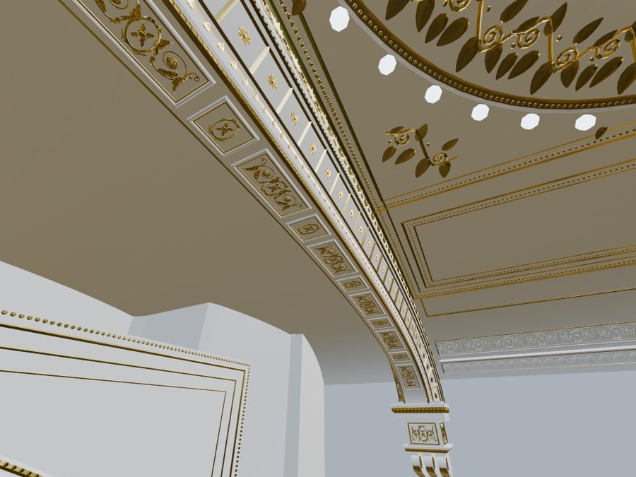Arch soffit coffers seen from below